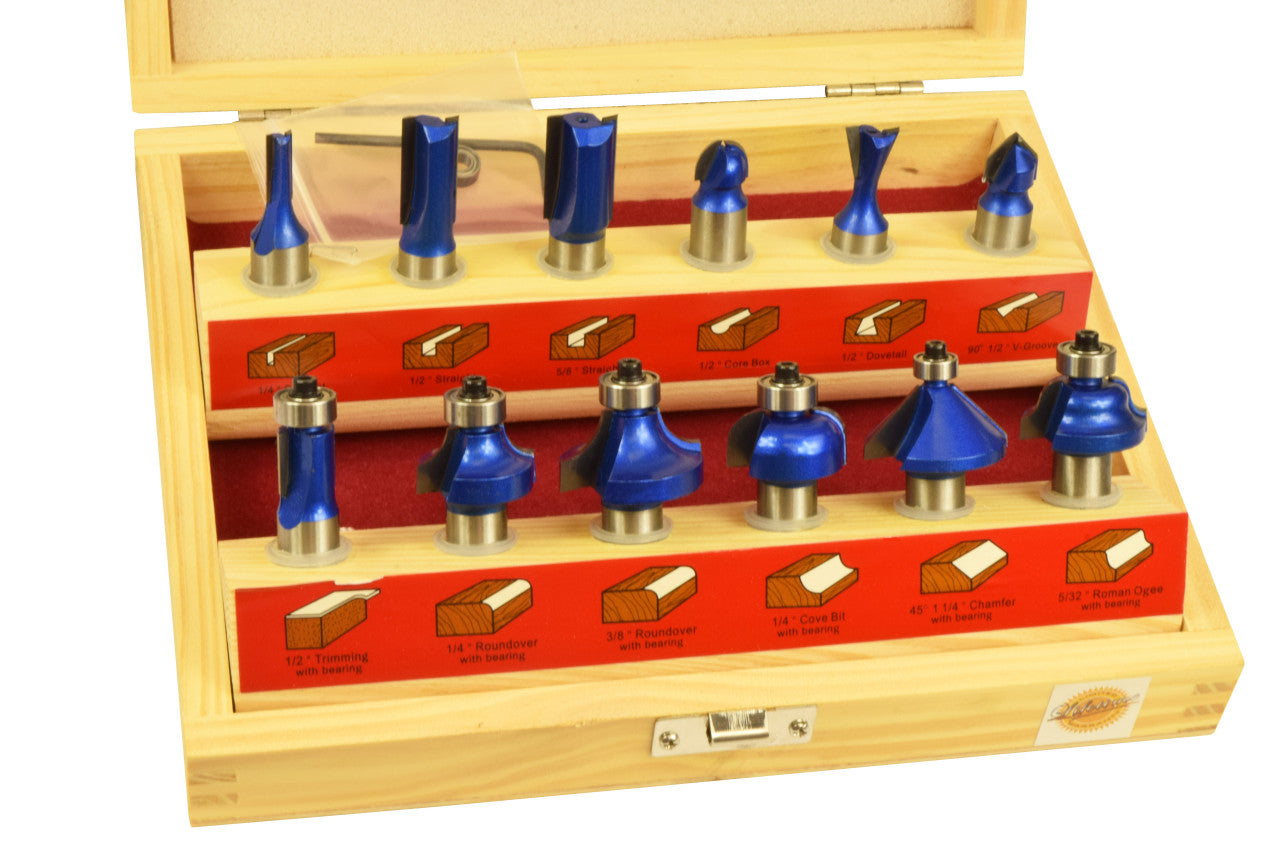 Buy 12pc Assorted Bit Router Bit Set 1/2